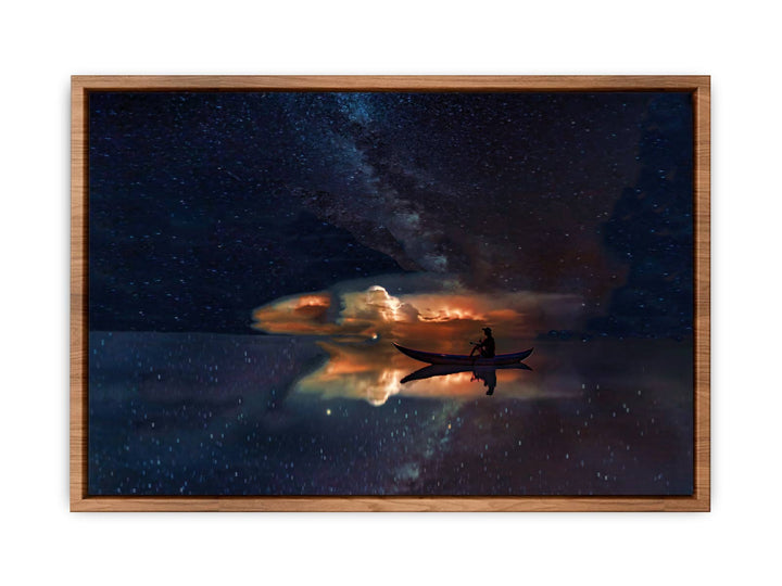Man Boat  Galaxy Universe Painting 