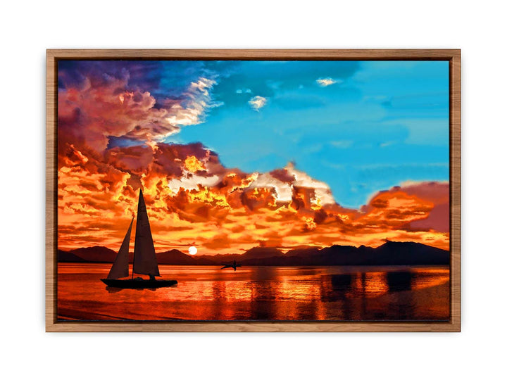 Ship in Sunset Painting 