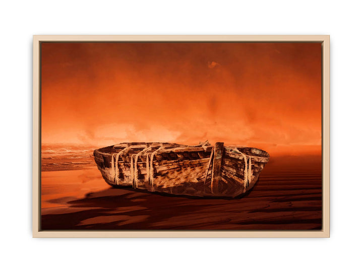 Vintage Boat Oil Painting 