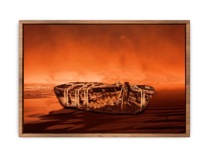 Vintage Boat Oil Painting 