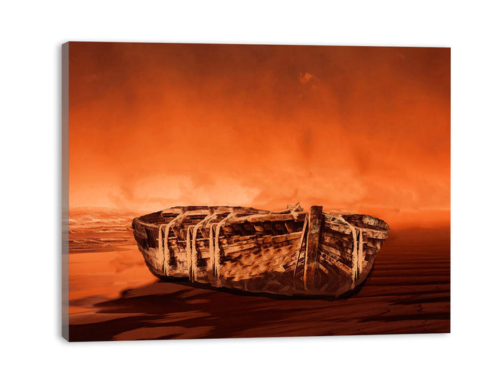 Vintage Boat Oil Painting 