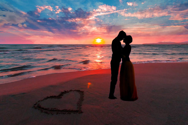 Kiss on beach Couple love  Painting