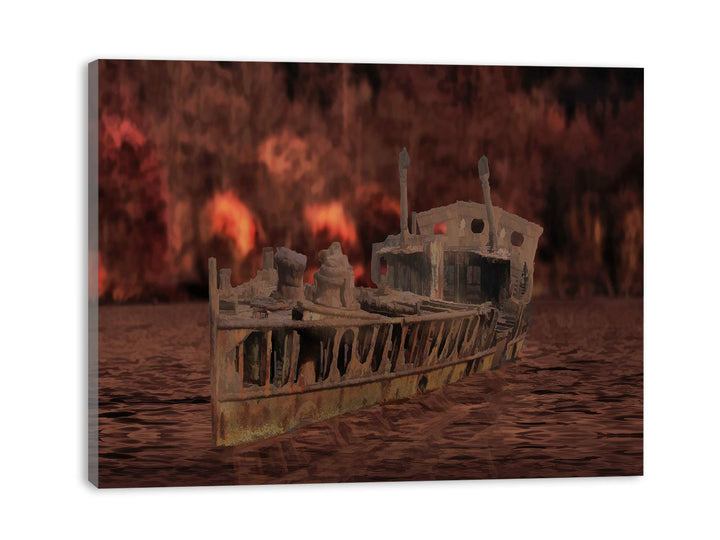 Vintage Boat Painting 