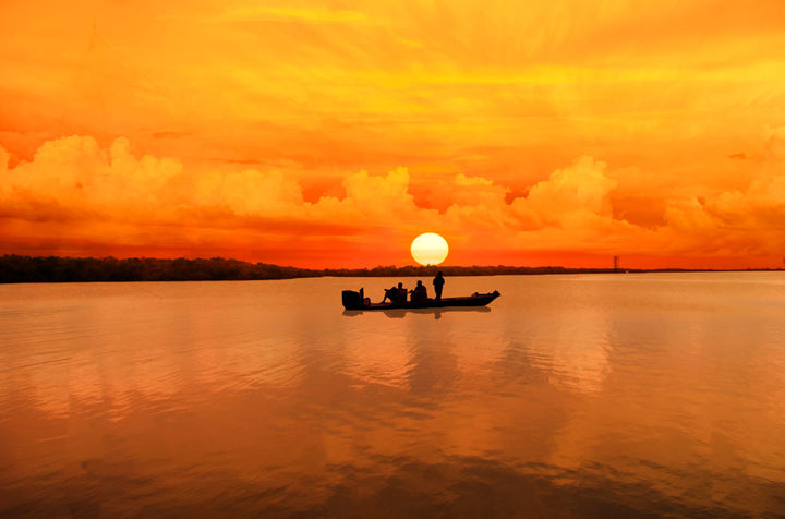 Sunset Boat  Painting