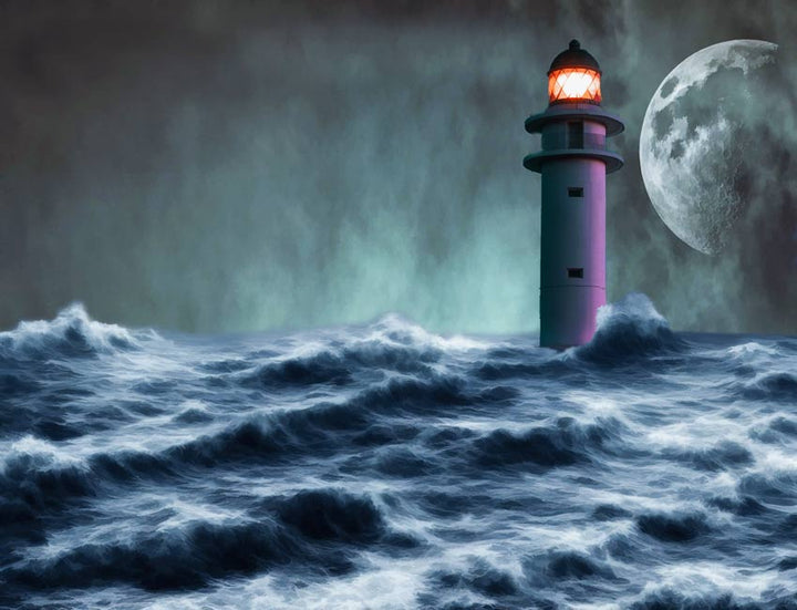 Storm lighthouse Painting