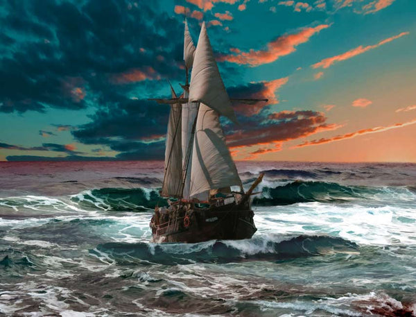 ship in storm Painting
