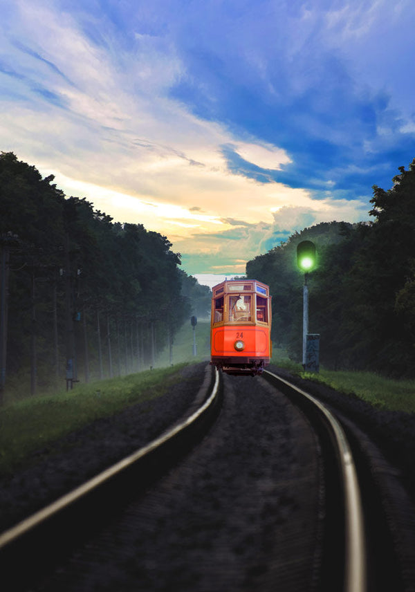 Vinatge train In forest  Painting