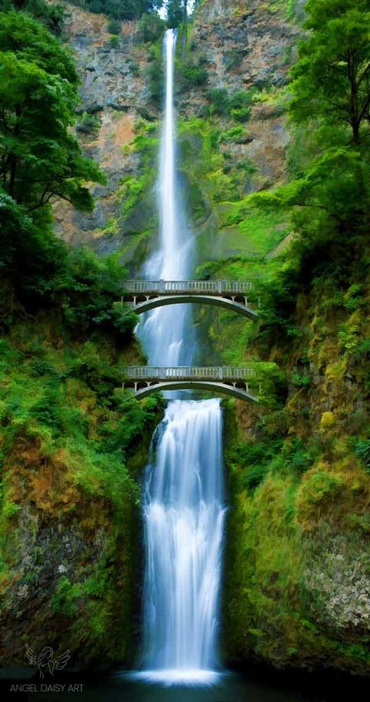  Waterfall Bridge Vertical Painting 