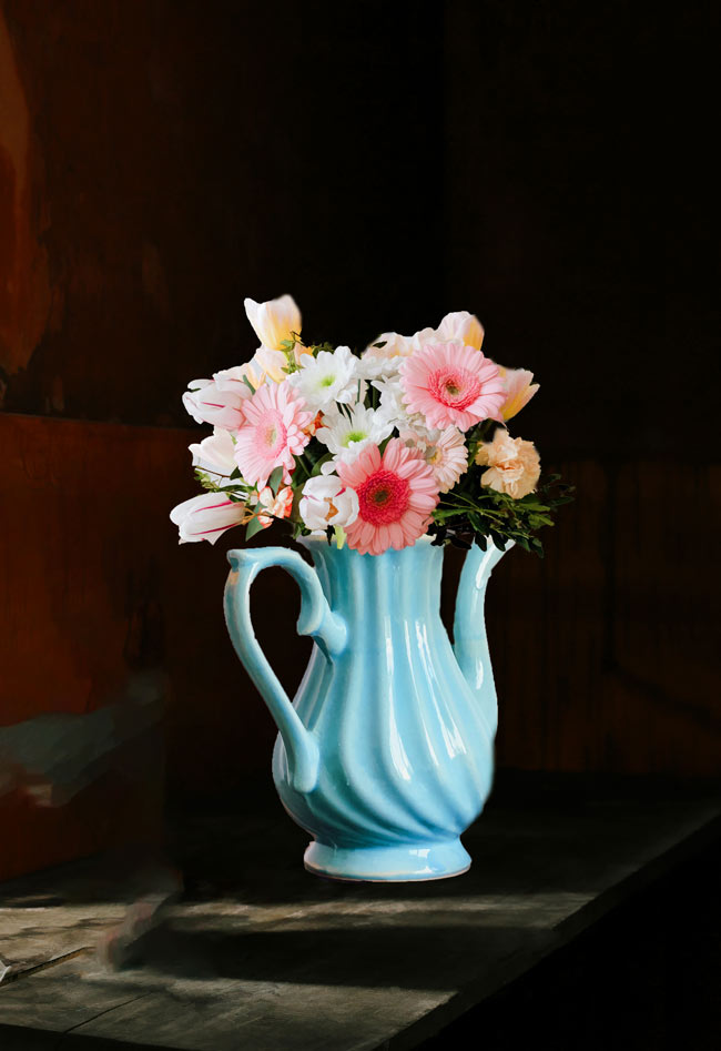 Pink Flower Vase Painting
