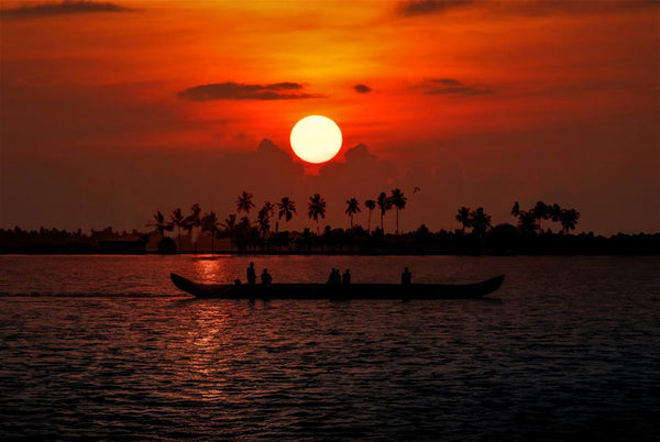 kerala lake Sunset Painting