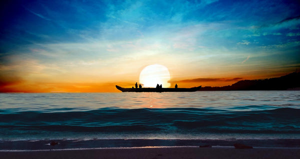 Boat And Sunset Painting
