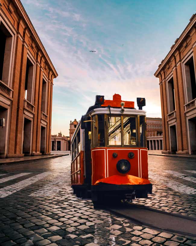 Tram Red Painting